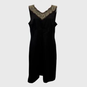 Vintage Kay Unger $430 Black Silk Blend Sz 14 Embellished Evening Cocktail Dress